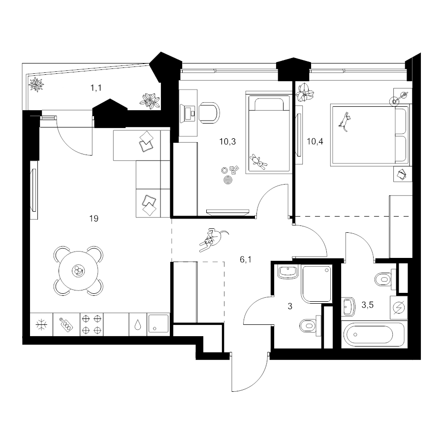 3 ккв (Евро) 58,7 м²