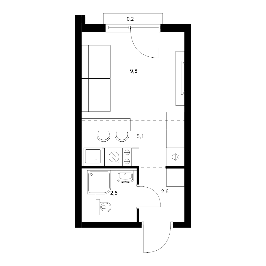 Студия 20,2 м²