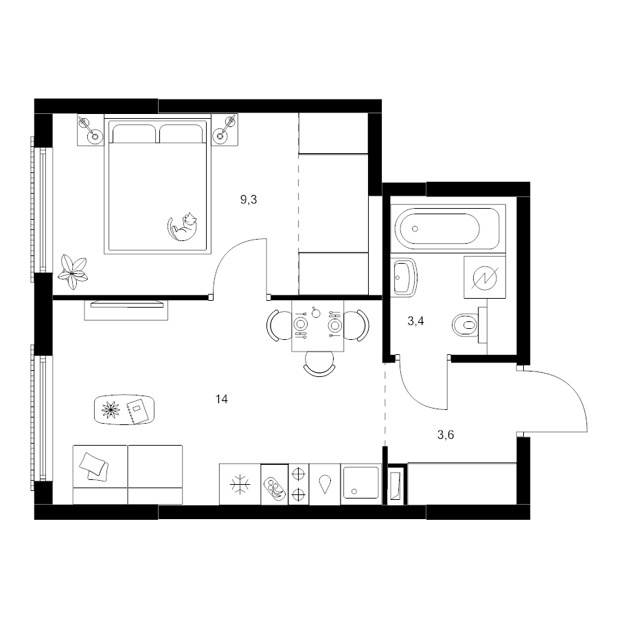 1 ккв 33,2 м²