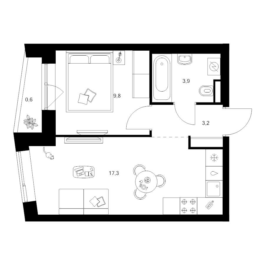 2 ккв (Евро) 35,4 м²
