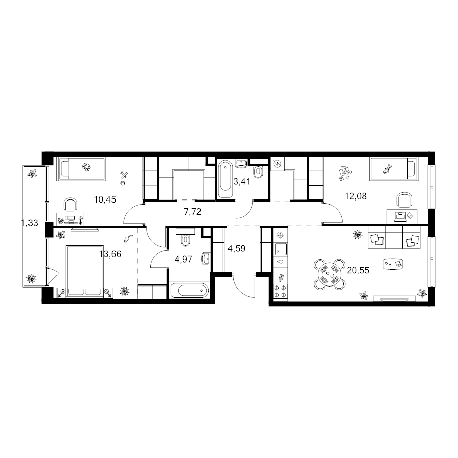 4 ккв (Евро) 89,3 м²