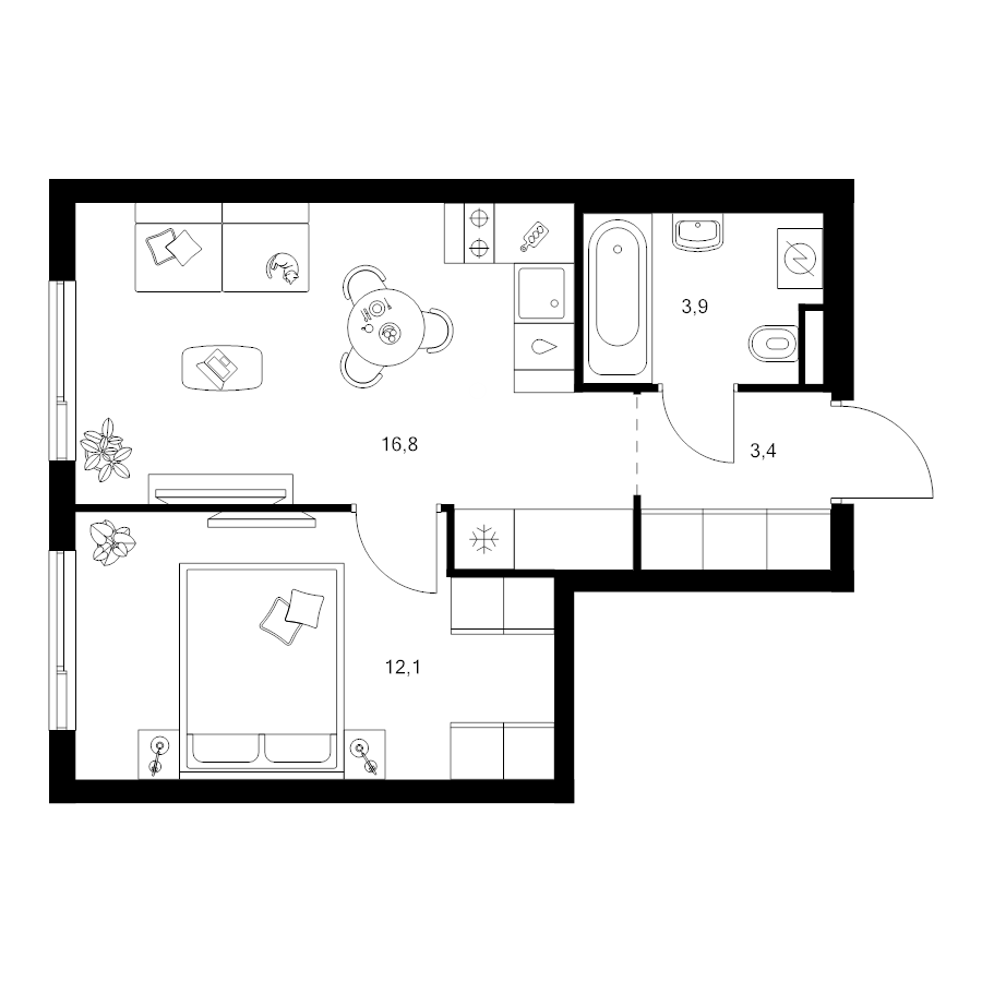 2 ккв (Евро) 36,2 м²