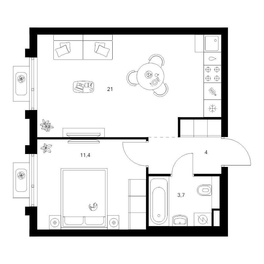 2 ккв (Евро) 40,1 м²