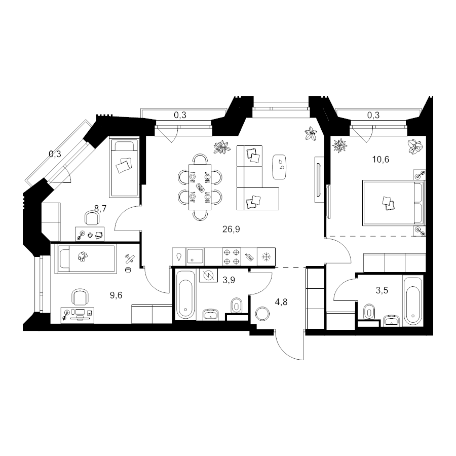 4 ккв (Евро) 74,5 м²
