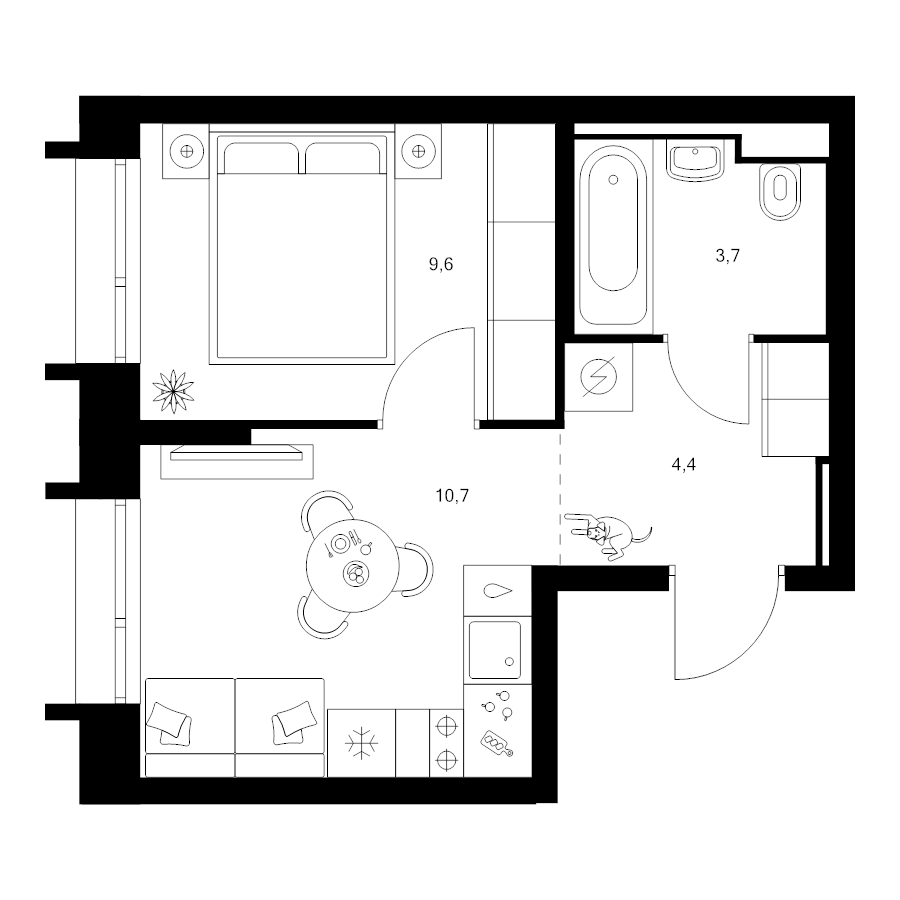 1 ккв 28,4 м²