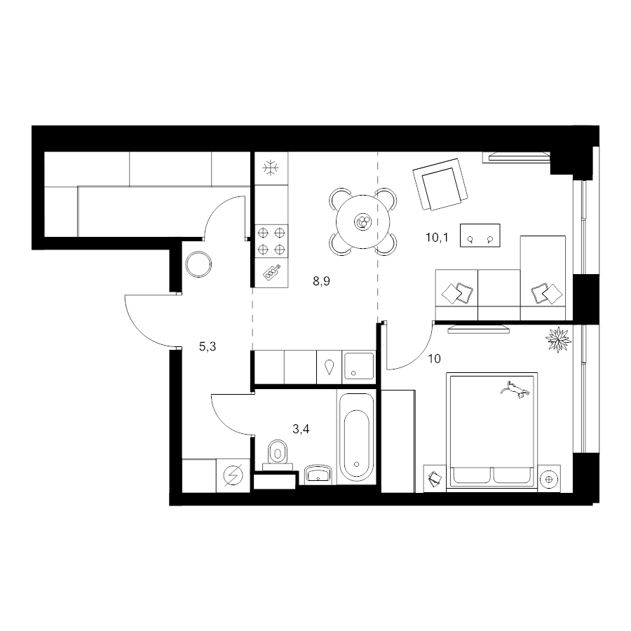 2 ккв (Евро) 43,1 м²