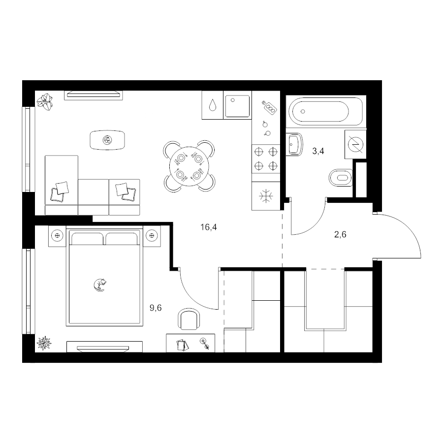 2 ккв (Евро) 37,3 м²