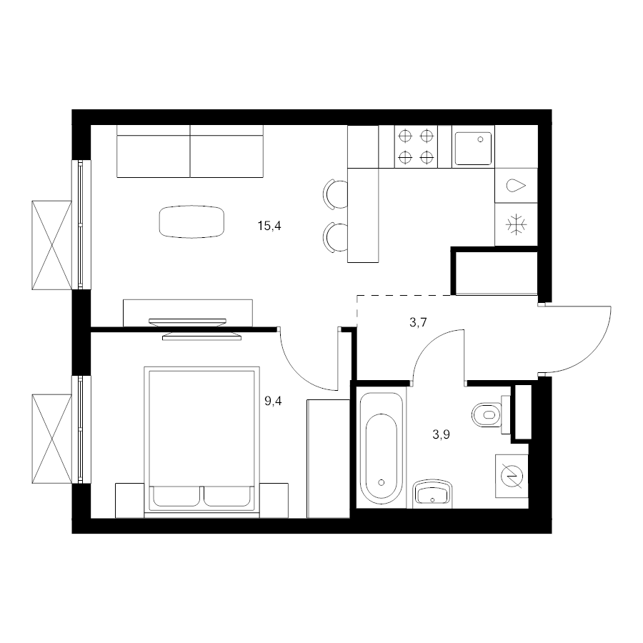 2 ккв (Евро) 32,4 м²