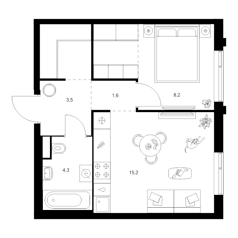 2 ккв (Евро) 39,3 м²