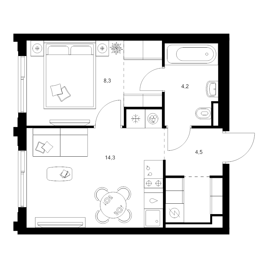 1 ккв 34,7 м²