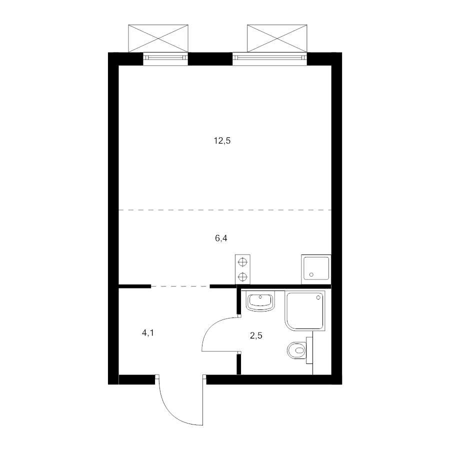 Студия 25,1 м²