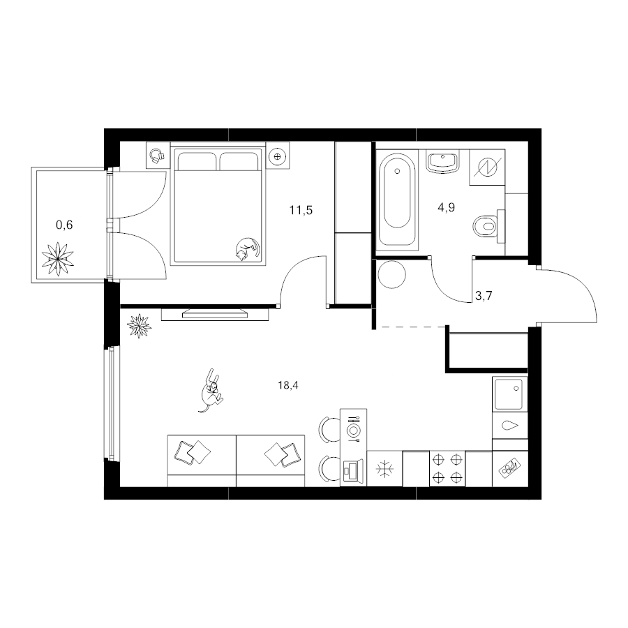 2 ккв (Евро) 39,1 м²
