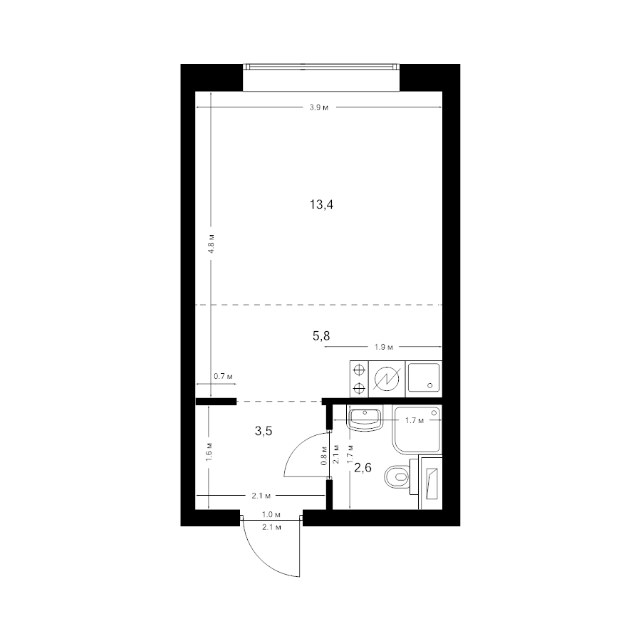 Студия 25,3 м²