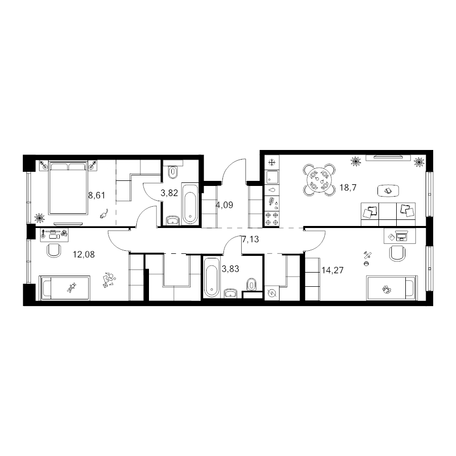 4 ккв (Евро) 83,9 м²