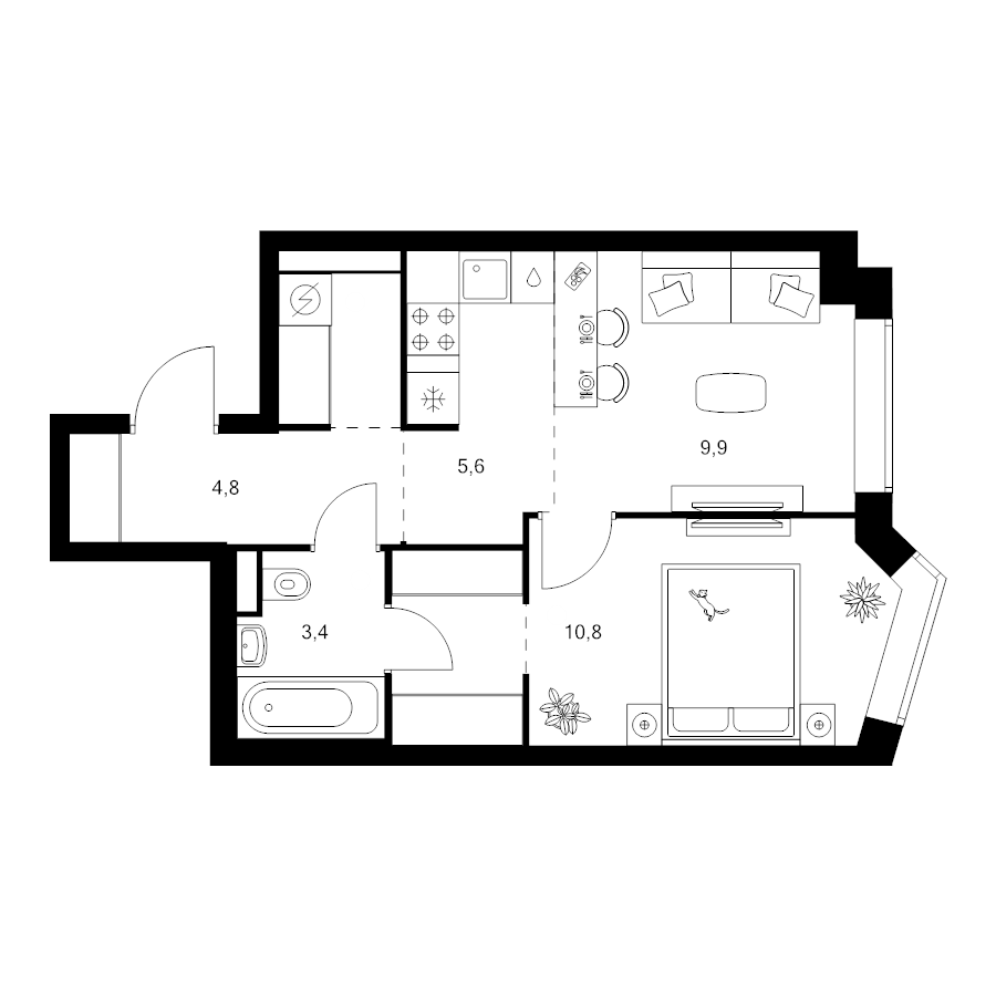 2 ккв (Евро) 40,3 м²