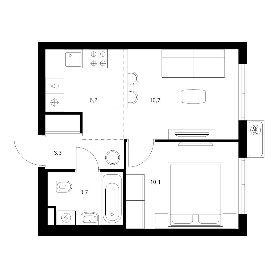 2 ккв (Евро) 34 м²