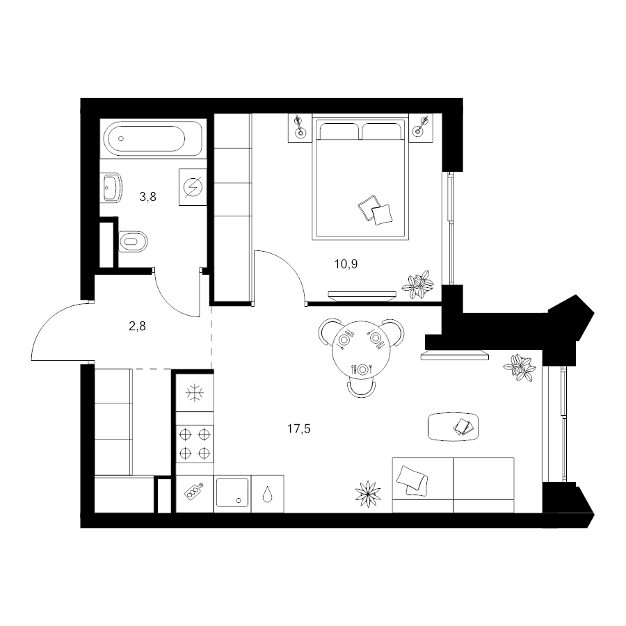 2 ккв (Евро) 37,6 м²
