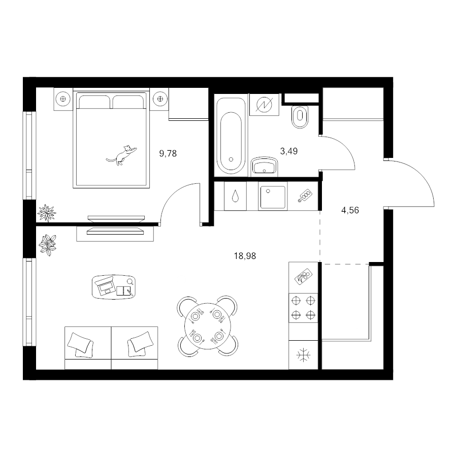 2 ккв (Евро) 39,6 м²