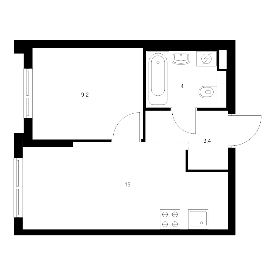 2 ккв (Евро) 31,6 м²