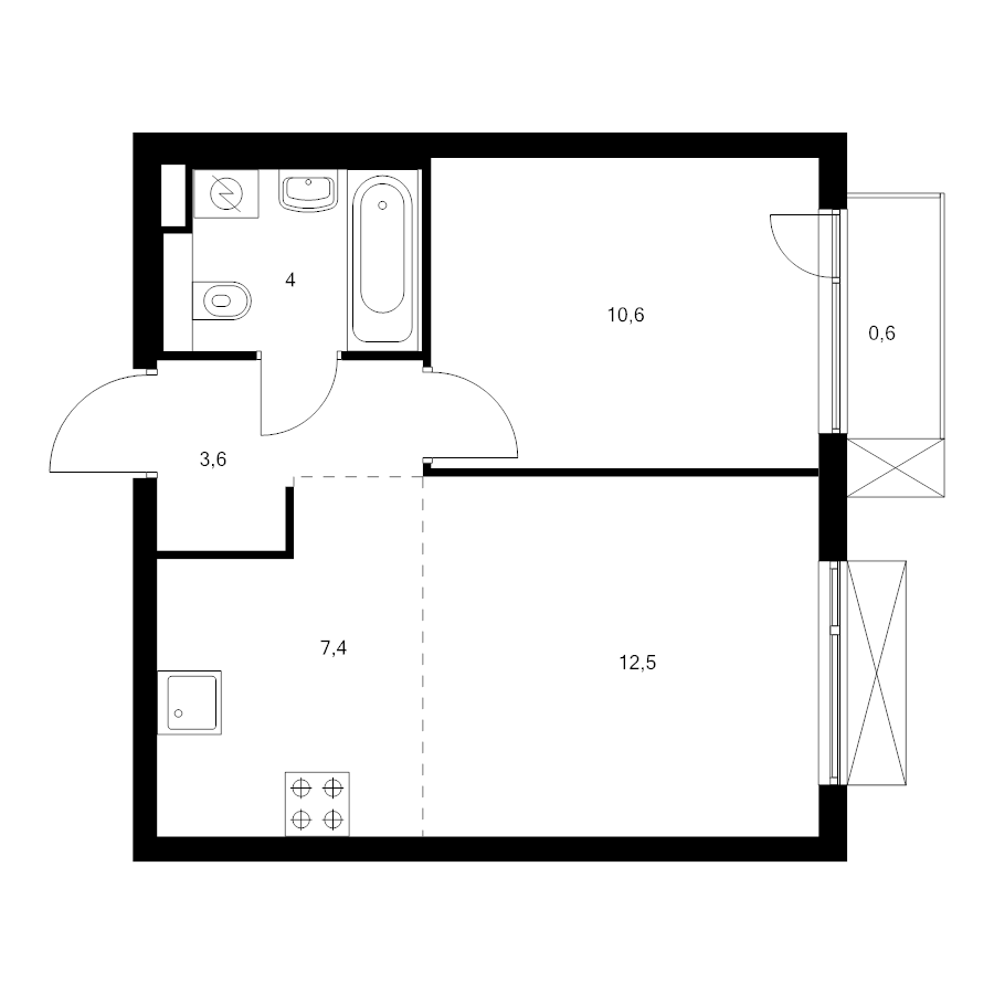 2 ккв (Евро) 38,7 м²