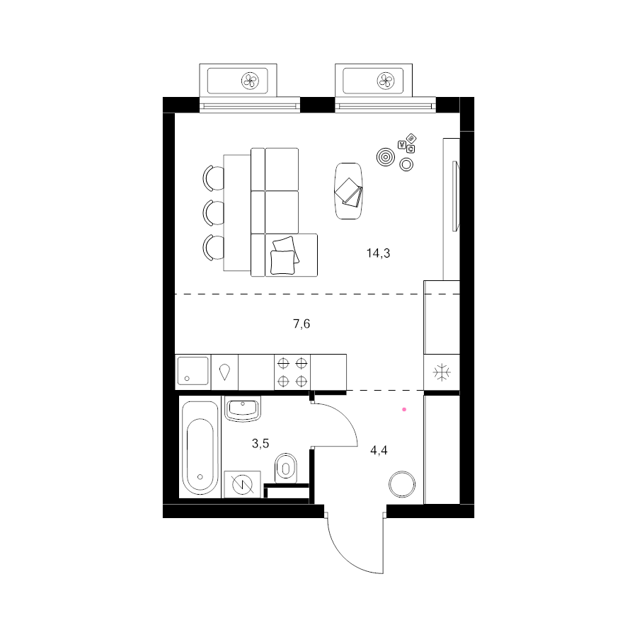Студия 29,8 м²