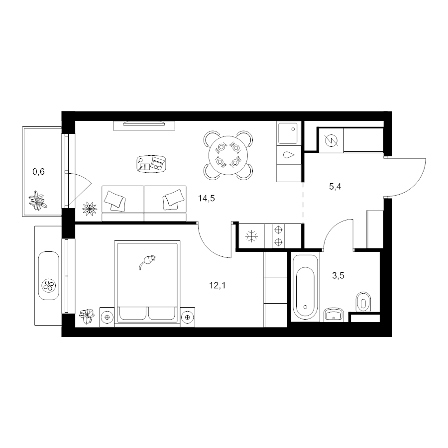 1 ккв 36,1 м²