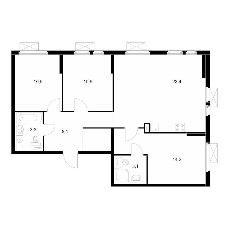 4 ккв (Евро) 80,7 м²