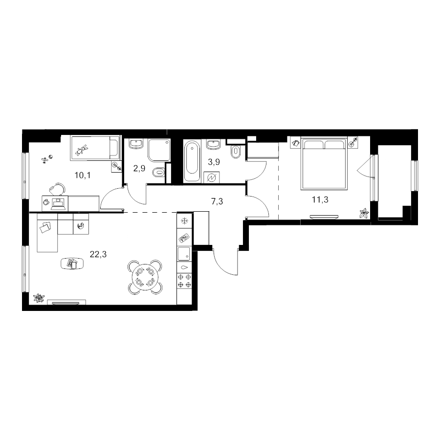 3 ккв (Евро) 63,2 м²