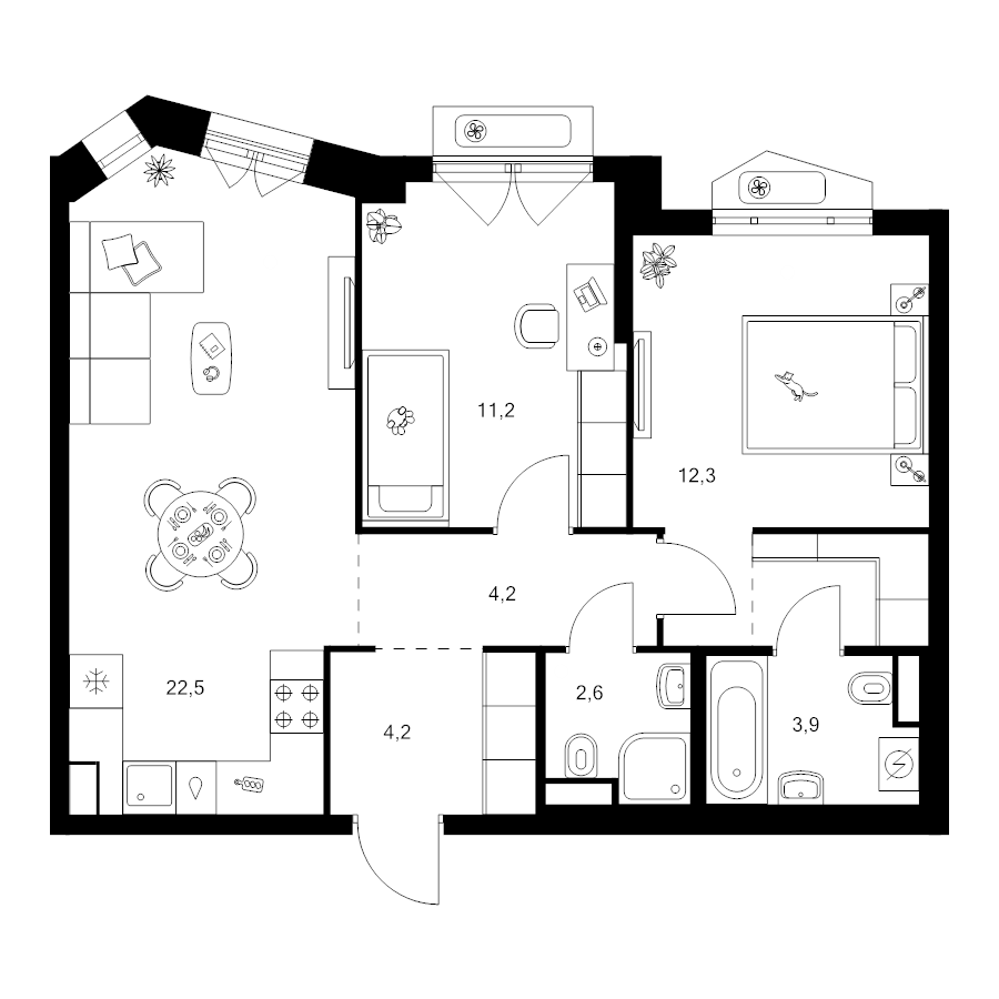 3 ккв (Евро) 63,4 м²