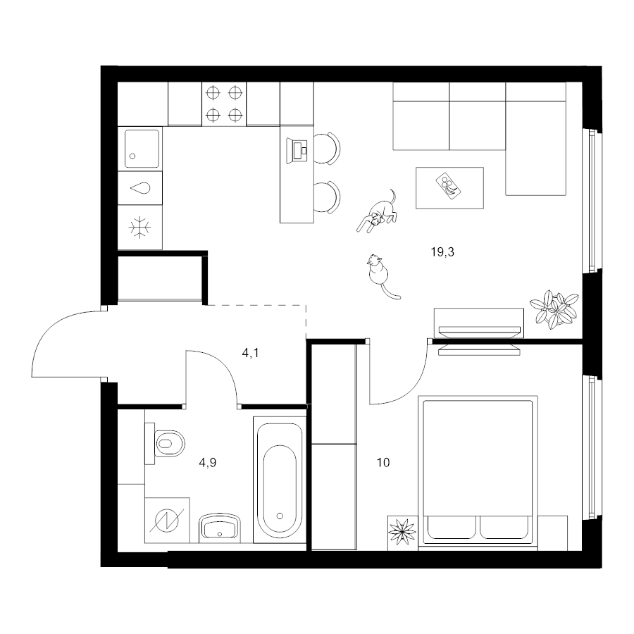 2 ккв (Евро) 38,3 м²