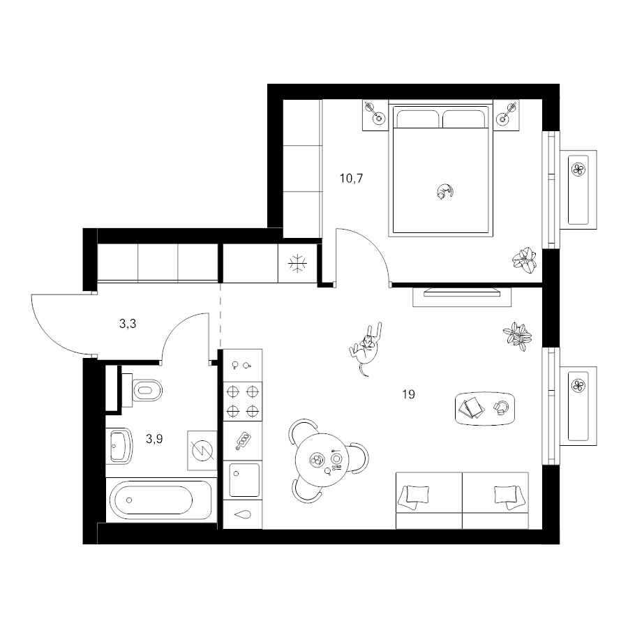 2 ккв (Евро) 36,9 м²