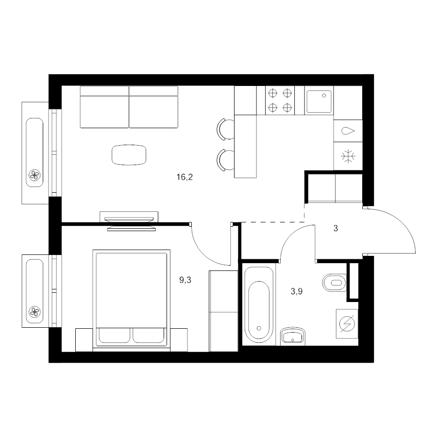 2 ккв (Евро) 32,4 м²