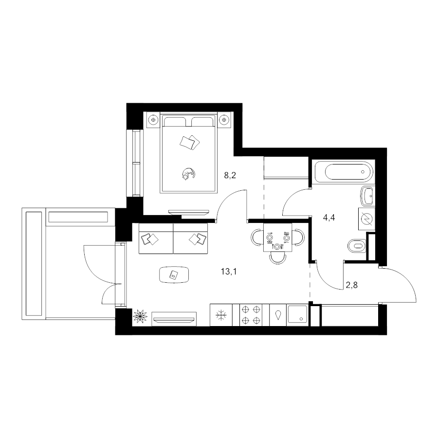 1 ккв 31,9 м²