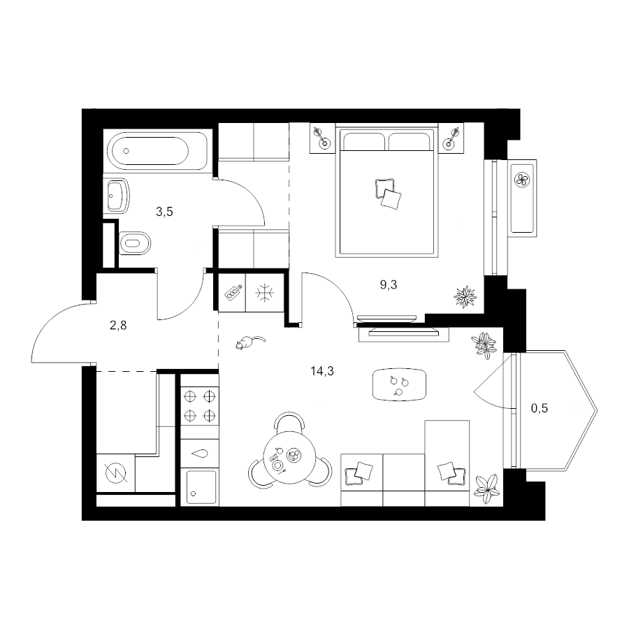 1 ккв 35,2 м²