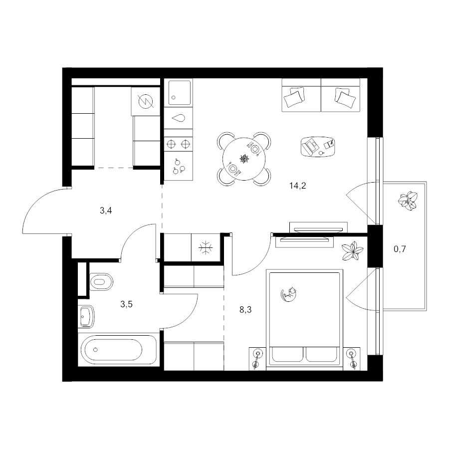 1 ккв 35,9 м²