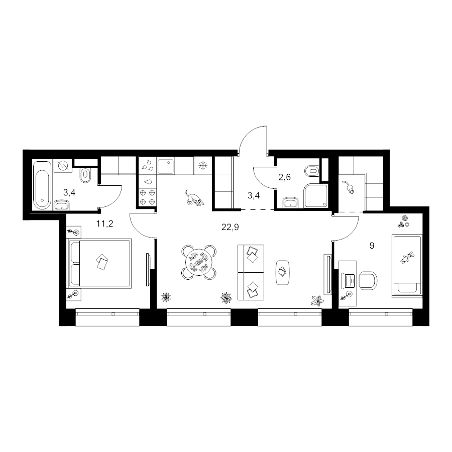 2 ккв 55,3 м²
