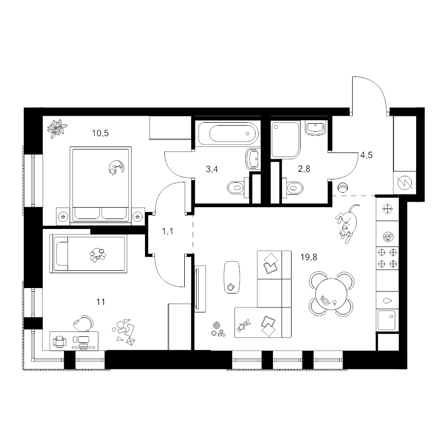 3 ккв (Евро) 53,1 м²