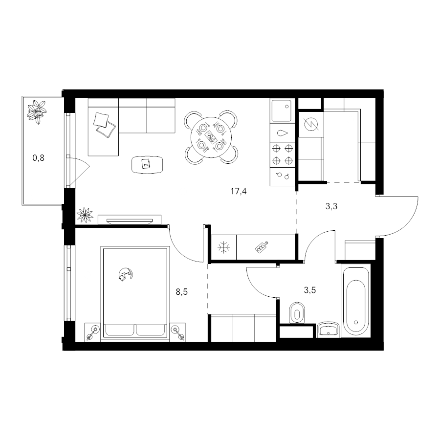 2 ккв (Евро) 39,9 м²