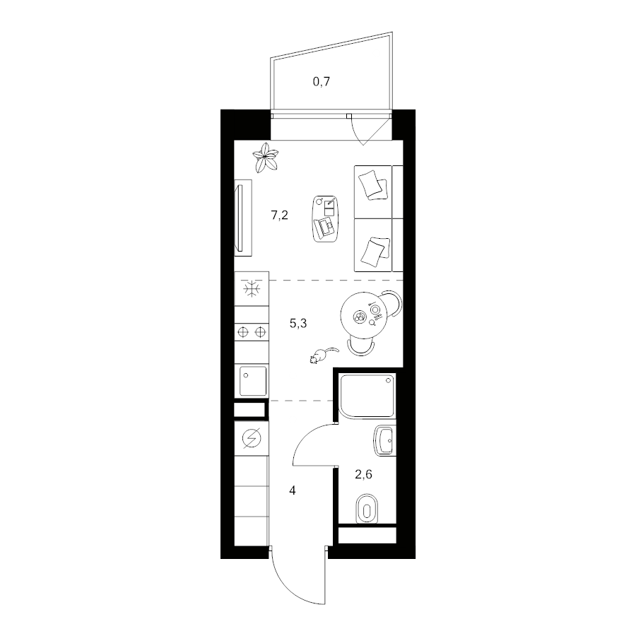 Студия 19,8 м²