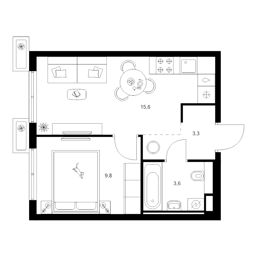 2 ккв (Евро) 32,3 м²