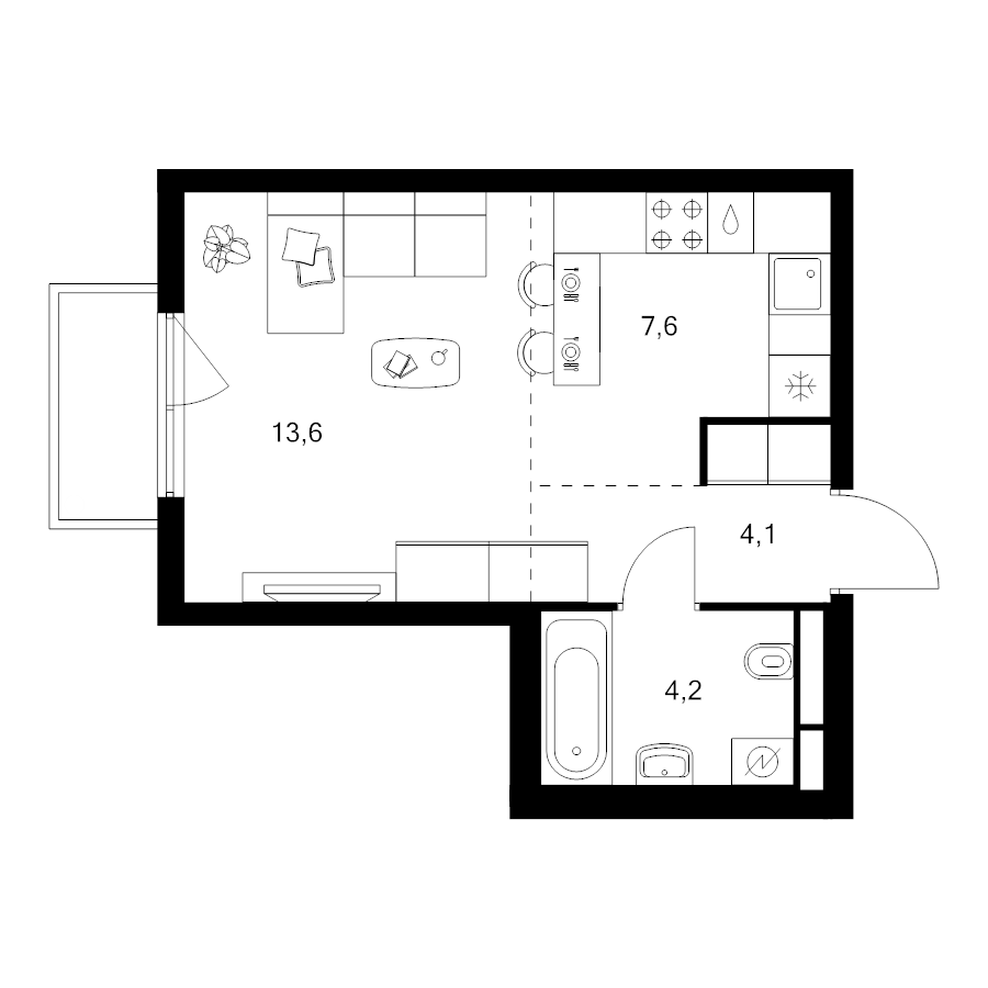 Студия 30,2 м²