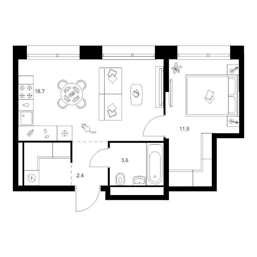 2 ккв (Евро) 39,9 м²
