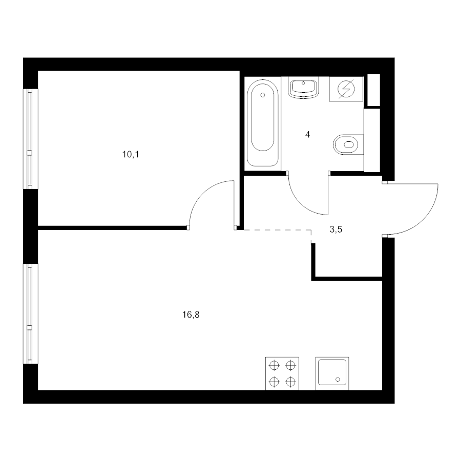 2 ккв (Евро) 34,4 м²