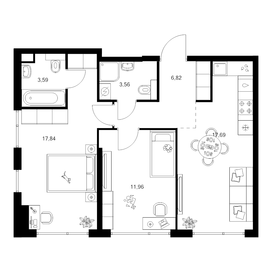 3 ккв (Евро) 61,5 м²