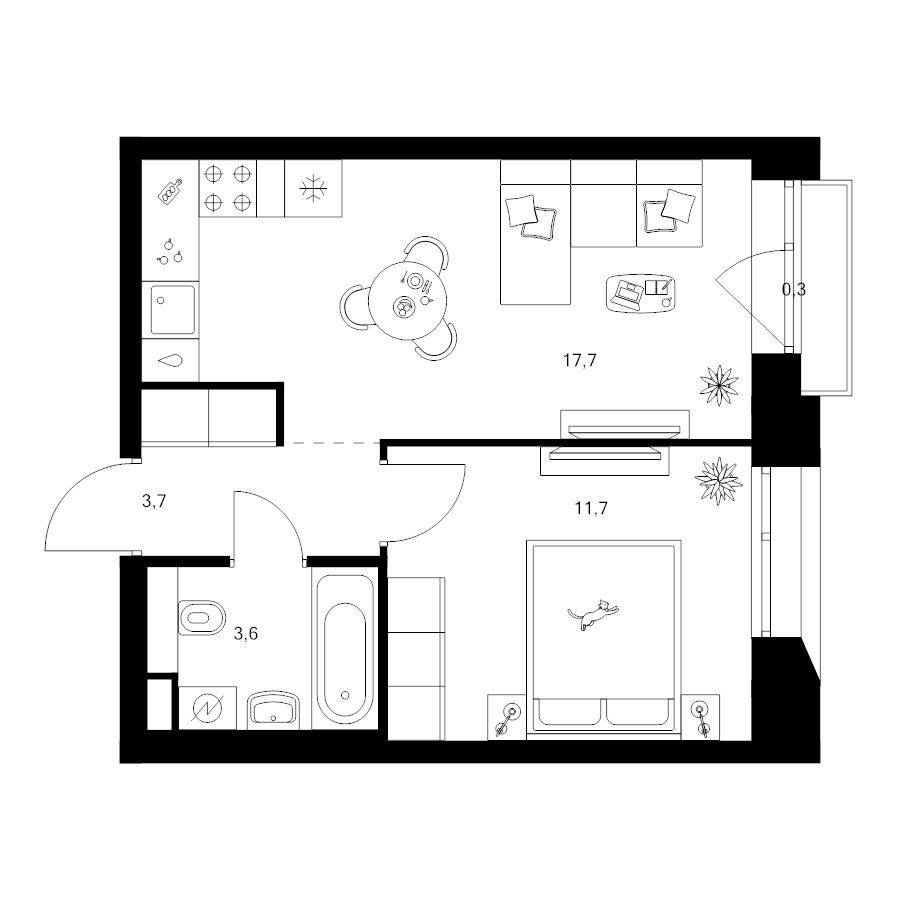 2 ккв (Евро) 37 м²