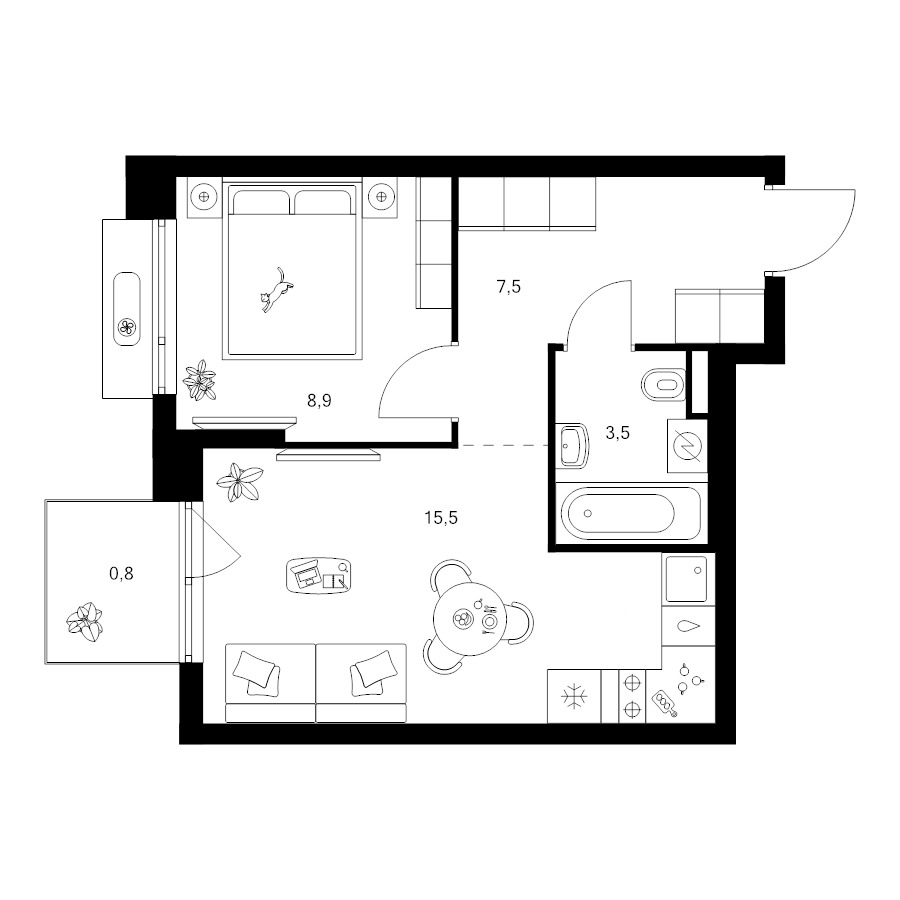 2 ккв (Евро) 36,2 м²