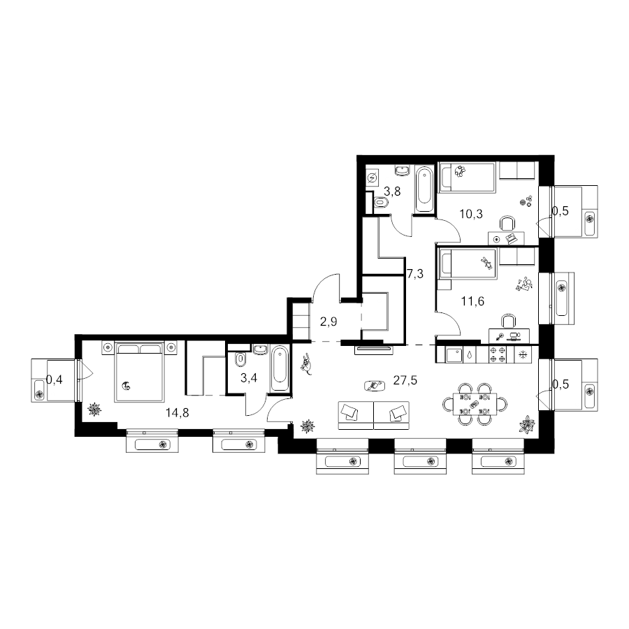 4 ккв (Евро) 88,7 м²