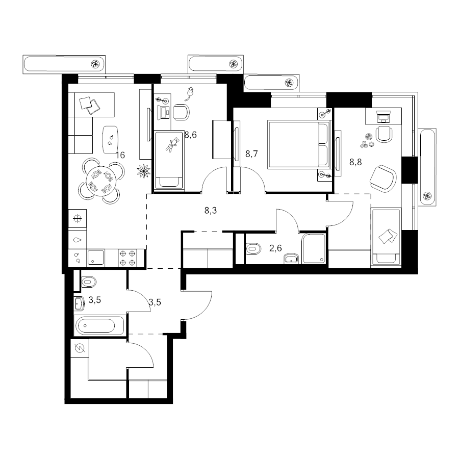 4 ккв (Евро) 71,5 м²