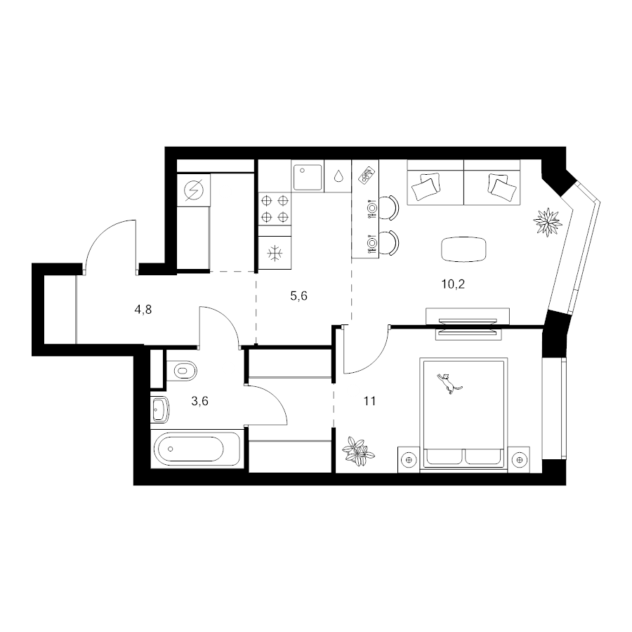 2 ккв (Евро) 41,1 м²