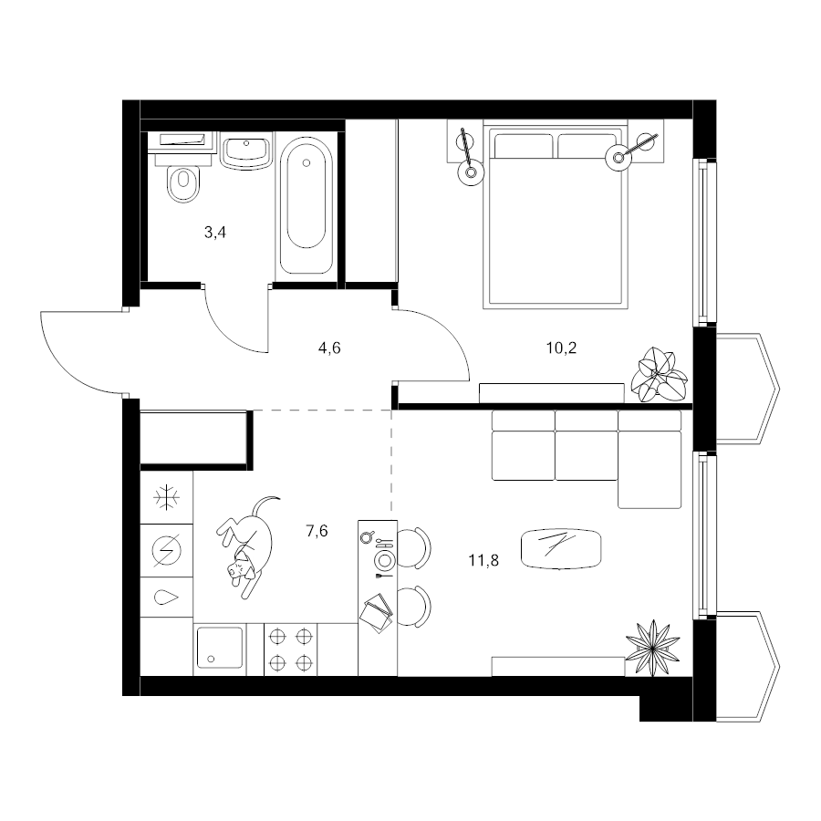 2 ккв (Евро) 37,6 м²